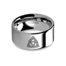 Load image into Gallery viewer, Celtic Trinity Engraving Tungsten Anniversary Ring, Pipe Cut