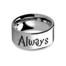 Load image into Gallery viewer, Wizard Font "Always" Laser Engraved Tungsten Carbide Wedding Ring