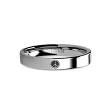 Load image into Gallery viewer, Peace Sign Laser Engraved Tungsten Carbide Wedding Ring