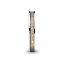 Load image into Gallery viewer, Fire Ice White Opal Inlay Silver Tungsten Wedding Carbide Ring
