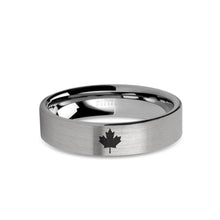 Load image into Gallery viewer, Canada Maple Leaf Laser Engraved Tungsten Wedding Band, Brushed