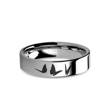 Load image into Gallery viewer, Butterflies Insect Laser Engraved Tungsten Wedding Ring, Polished