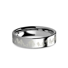 Load image into Gallery viewer, Forest Tree Line Landscape Laser Engraved Silver Tungsten Ring
