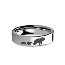 Load image into Gallery viewer, Mama Bear Cubs Laser Engraved Tungsten Wedding Band, Polished