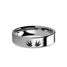 Load image into Gallery viewer, Swallows Birds Laser Engraved Tungsten Wedding Ring, Polished