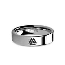 Load image into Gallery viewer, Viking Valknut Triquetra Knot Symbol Laser Engraved Tungsten Ring