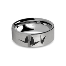 Load image into Gallery viewer, Butterflies Insect Laser Engraved Tungsten Wedding Ring, Brushed