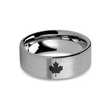 Load image into Gallery viewer, Canada Maple Leaf Laser Engraved Tungsten Wedding Band, Brushed