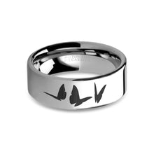 Load image into Gallery viewer, Butterflies Insect Laser Engraved Tungsten Wedding Ring, Polished