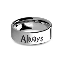 Load image into Gallery viewer, Wizard Font "Always" Laser Engraved Tungsten Carbide Wedding Ring
