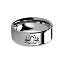 Load image into Gallery viewer, Lotus Flower Zen Laser Engraved Tungsten Wedding Ring, Polished