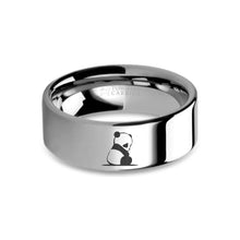 Load image into Gallery viewer, Baby Panda Cub Laser Engraved Tungsten Wedding Ring, Polished