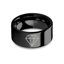 Load image into Gallery viewer, Laser Engraved "Diamond" Wedding Band in Black Tungsten Carbide