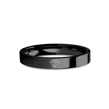 Load image into Gallery viewer, Laser Engraved "Diamond" Wedding Band in Black Tungsten Carbide