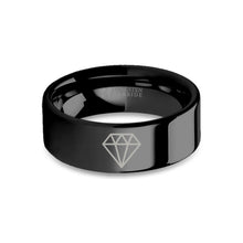 Load image into Gallery viewer, Laser Engraved "Diamond" Wedding Band in Black Tungsten Carbide