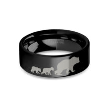 Load image into Gallery viewer, Mama Bear Cubs Laser Engraved Black Tungsten Carbide Wedding Ring
