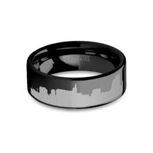 Load image into Gallery viewer, Saint Paul City Skyline Cityscape Engraved Black Tungsten Ring
