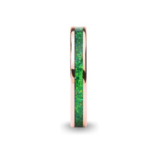 Load image into Gallery viewer, Verdant Emerald Green Opal Inlay Rose Gold Tungsten Wedding Ring