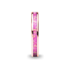 Load image into Gallery viewer, Coral Pink Opal Inlay Women's Rose Gold Tungsten Wedding Band
