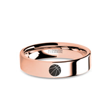 Load image into Gallery viewer, Basketball Laser Engraved Rose Gold Tungsten Wedding Band