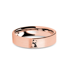 Load image into Gallery viewer, Baby Panda Cub Engraved Rose Gold Tungsten Wedding Band, Brushed