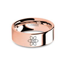 Load image into Gallery viewer, Atom Nucleus Proton Electron Engraved Rose Gold Tungsten Ring