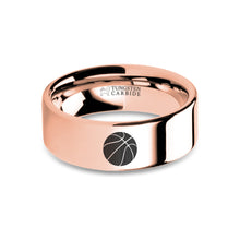 Load image into Gallery viewer, Basketball Laser Engraved Rose Gold Tungsten Wedding Band