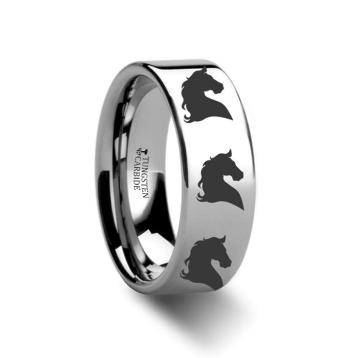 Horse Head Flat Style Tungsten Ring