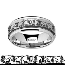 Load image into Gallery viewer, Mountain Range with Deer Landscape Tungsten Carbide Spinner Band