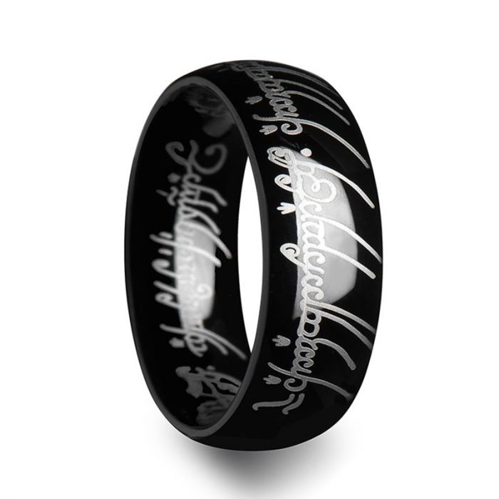 Lord of the Rings Frodo's One Ring Elvish in Black Tungsten