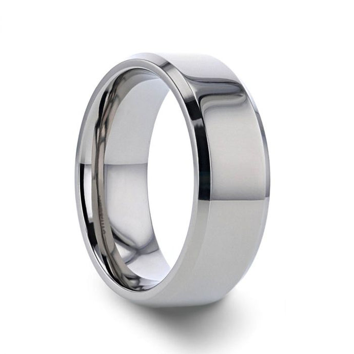 Titanium Anniversary Ring, Polished with Beveled Edges