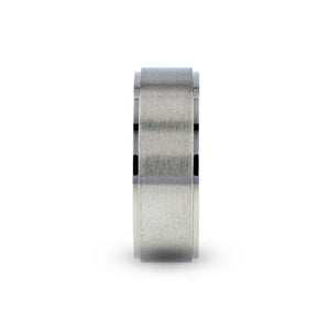 Titanium Ring with Raised Center, Brushed, Polished Edges