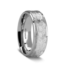 Load image into Gallery viewer, Hammered Texture Titanium Ring, Raised, Polished Step Edges