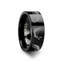 Load image into Gallery viewer, Jumping Sea Bass Fish Black Tungsten Carbide Band