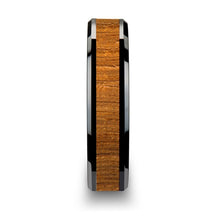 Load image into Gallery viewer, Teak Wood Black Ceramic Wedding Ring