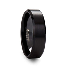 Load image into Gallery viewer, Flat Black Tungsten Ring Brushed Center Polished Edge