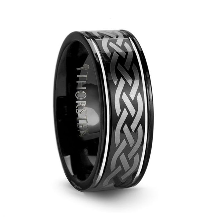 Celtic Design Black Tungsten Ring