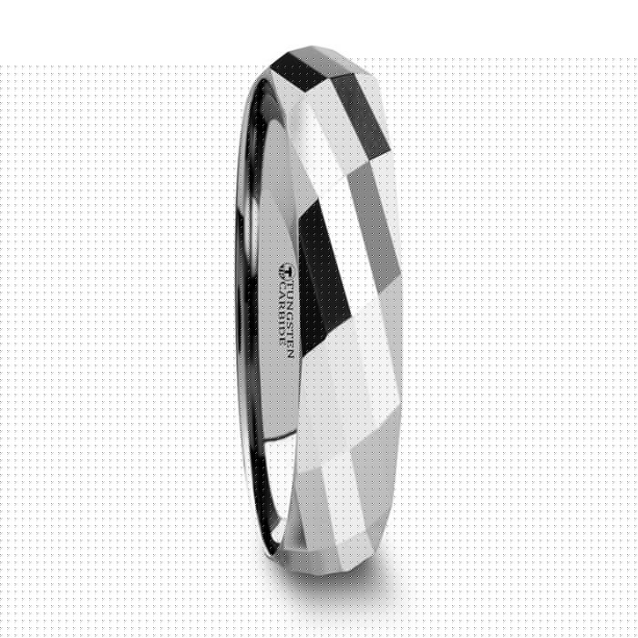 Diagonal Facet Tungsten Wedding Band
