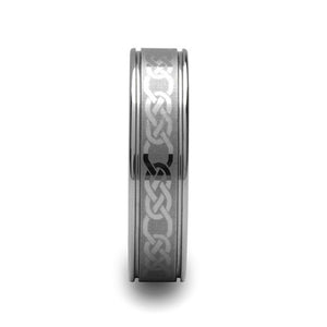 Tungsten Wedding Band with Celtic Chains