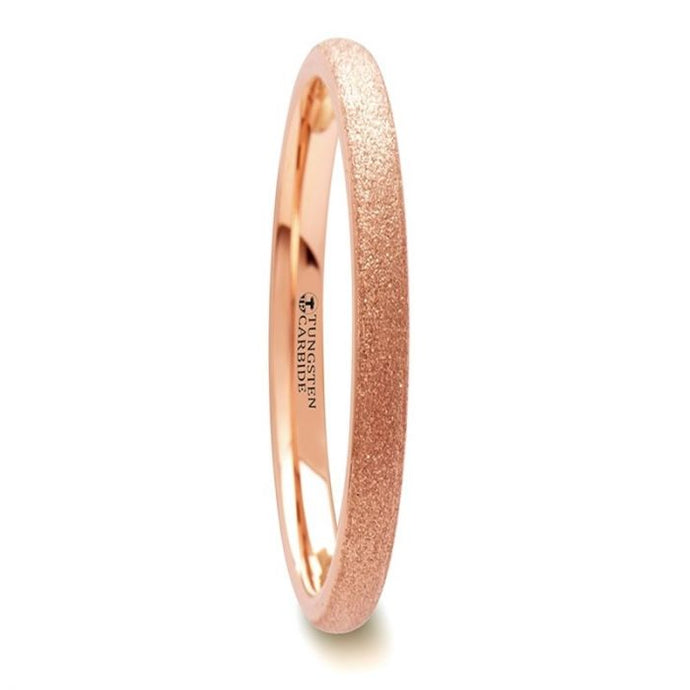 Rose Gold Plated Tungsten Wedding Ring with Sandblasted Texture