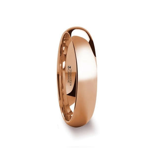 Classic Rose Gold Plated Tungsten Wedding Band, Domed, Polished