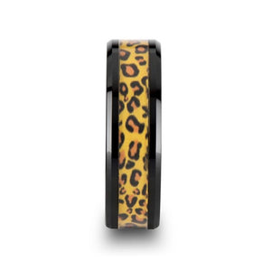 Cheetah Print Animal Skin Black Ceramic Ring