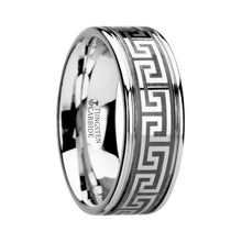 Load image into Gallery viewer, Greek Key Meander Grooved Tungsten Ring