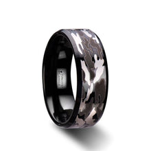Load image into Gallery viewer, Black and Gray Hunter Camo Black Tungsten Carbide Wedding Ring