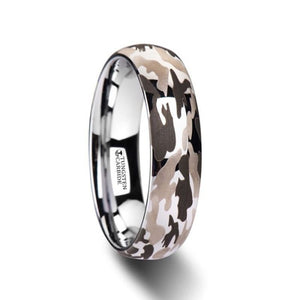 Military Camo Domed Tungsten Carbide Ring