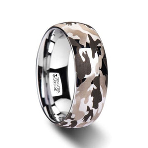 Military Camo Domed Tungsten Carbide Ring