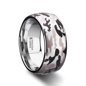 Military Camo Domed Tungsten Carbide Ring