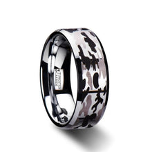 Load image into Gallery viewer, Black and Gray Camouflage Tungsten Wedding Band
