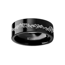 Load image into Gallery viewer, Mountain Range Snowy Peaks Black Tungsten Ring