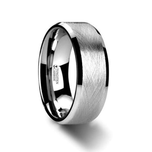 Thin Wire Brush Finished Tungsten Carbide Wedding Ring